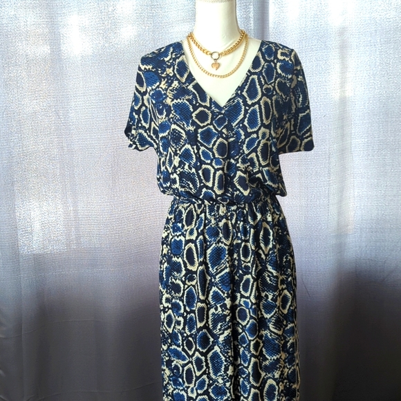 Express Snakeskin Wrap Front Culotte Jumpsuit - Picture 2 of 9